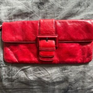 Vintage HOBO International red Leather wristlet 🍒